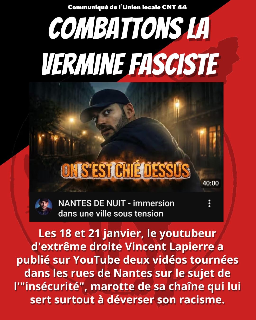A Nantes : combattre la vermine fasciste au quotidien. Halte au harcélement !
